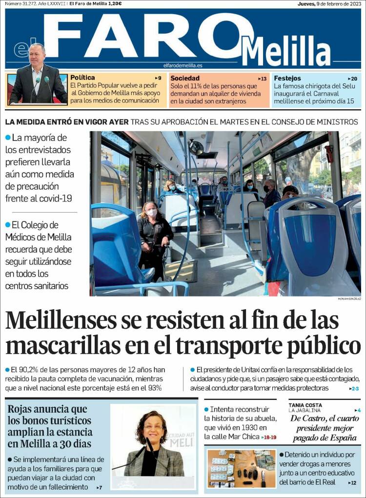 Portada de El Faro de Melilla (Espa&ntilde;a)