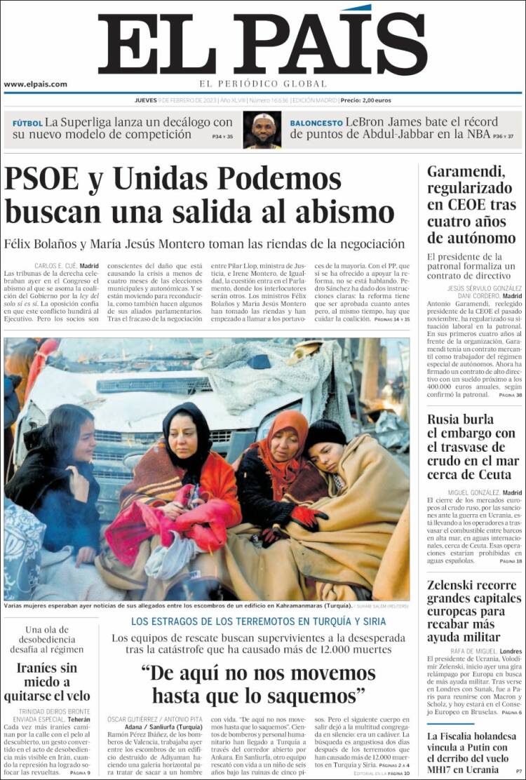 Portada de El País (Espa&ntilde;a)