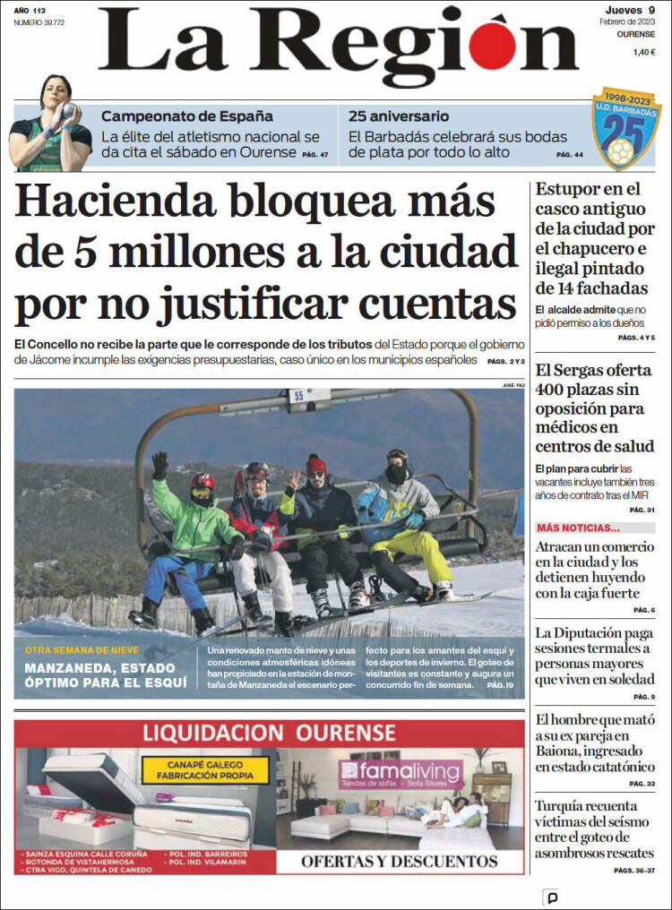 Portada de La Región de Ourense (Espa&ntilde;a)