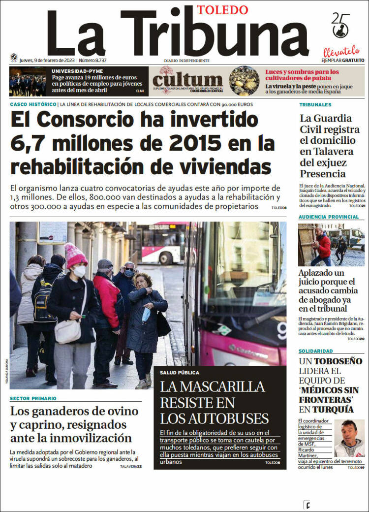 Portada de La Tribuna de Toledo (Espa&ntilde;a)