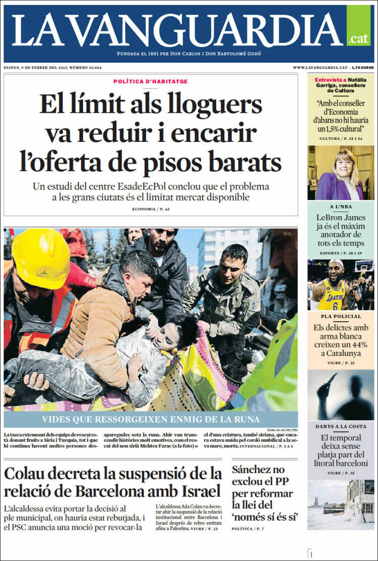Portada de La Vanguardia (Espa&ntilde;a)
