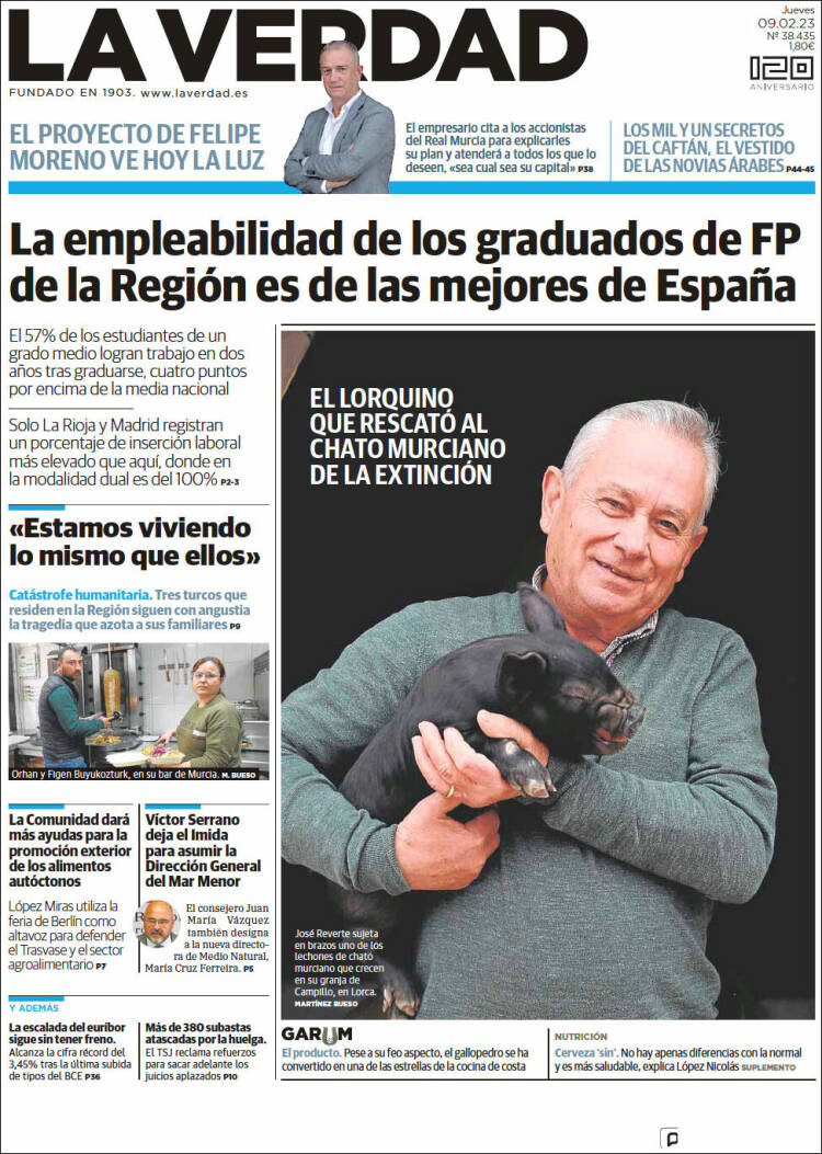 Portada de La Verdad de Murcia (Espa&ntilde;a)