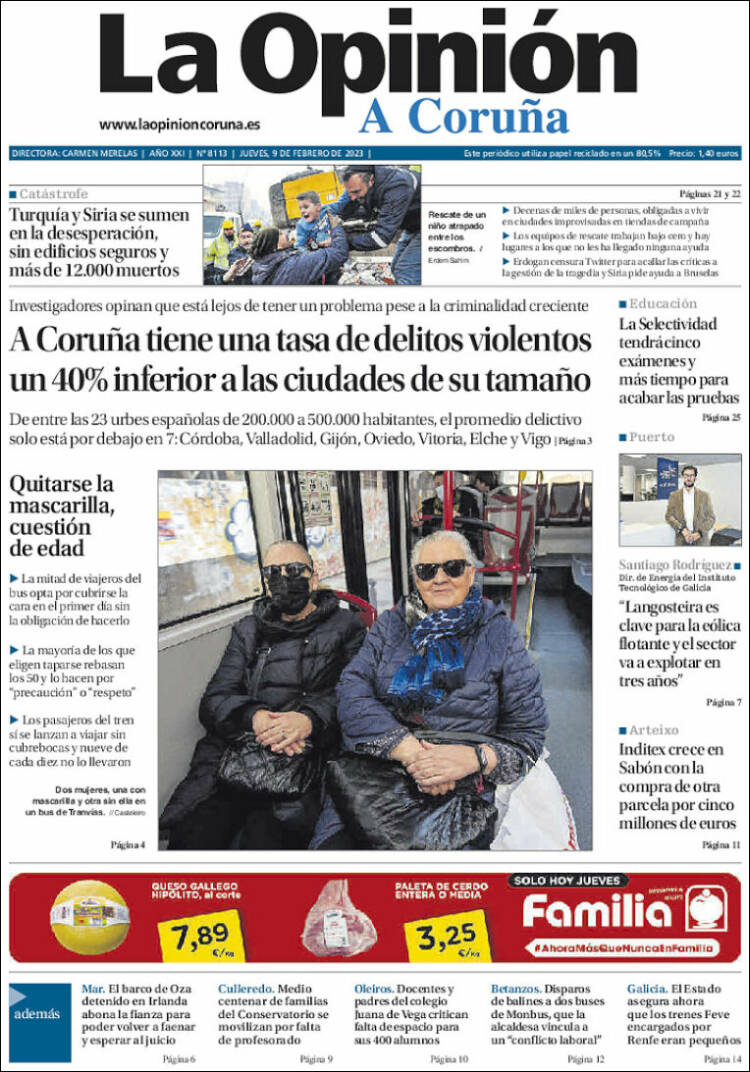 Portada de La Opinión de A Coruña (Espa&ntilde;a)