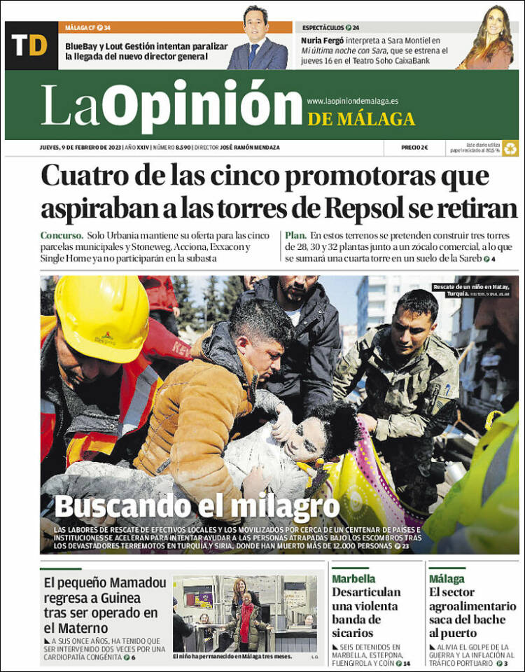 Portada de La Opinión de Málaga (Espa&ntilde;a)