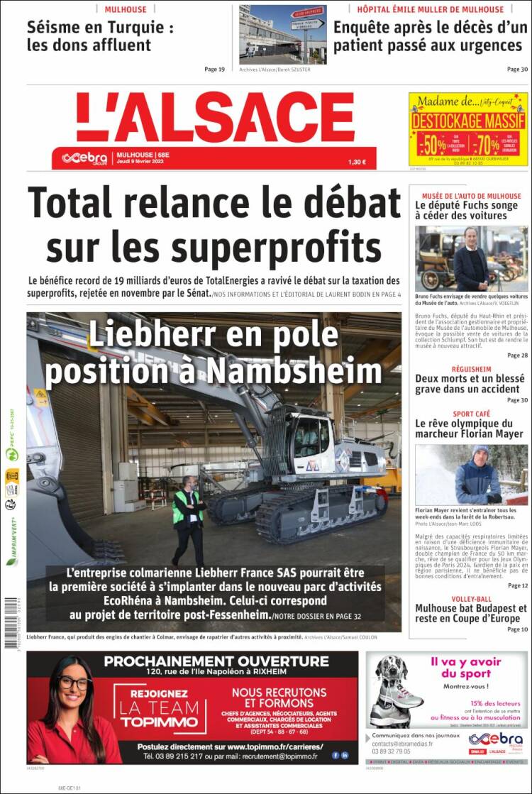 Portada de Journal L'Alsace (France)