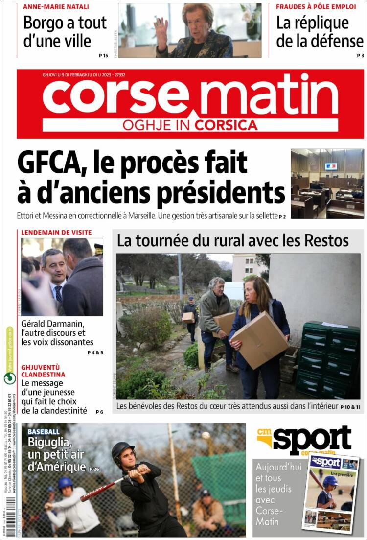 Portada de Corse-Matin (France)