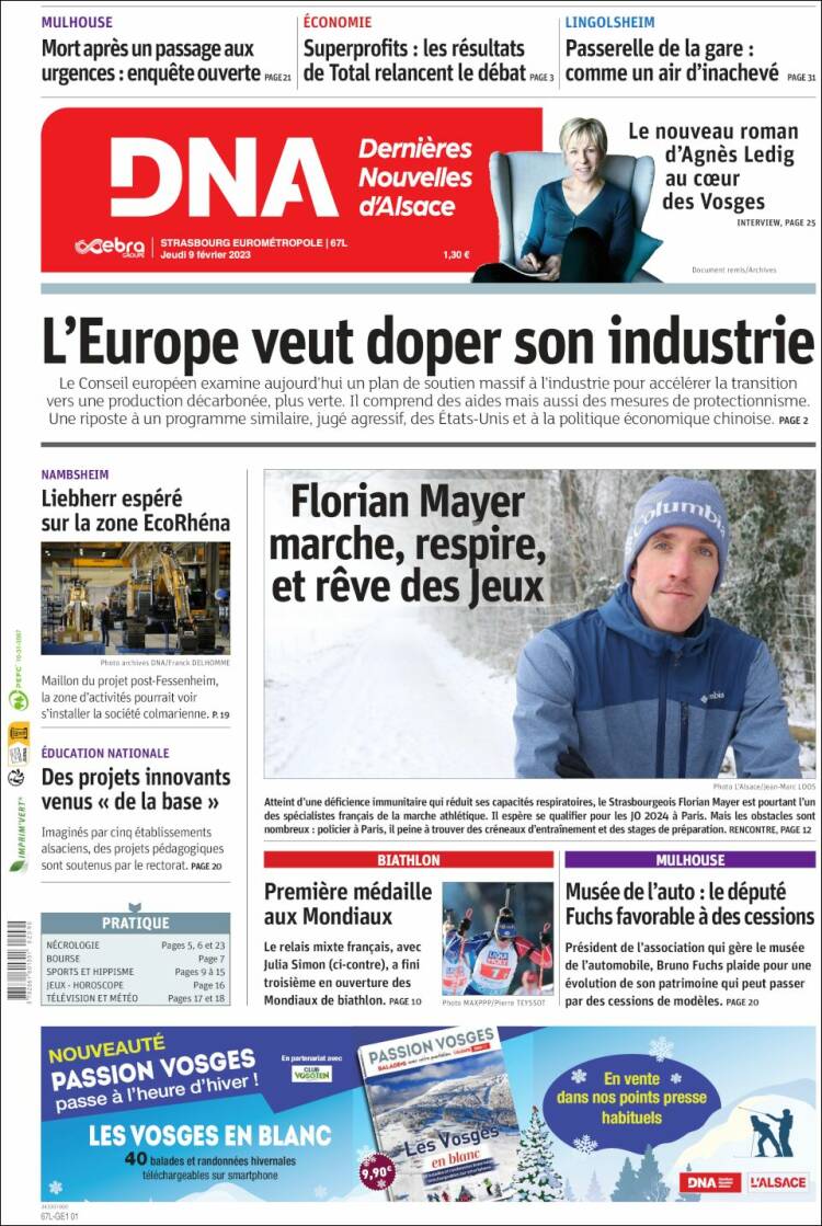 Portada de Les Dernières Nouvelles d'Alsace (France)