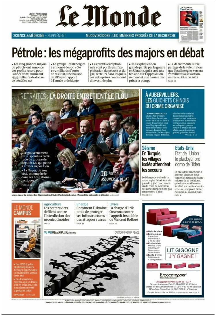 Portada de Le Monde (France)