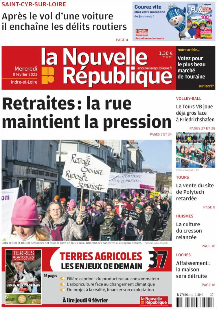 Portada de La Nouvelle Republique (France)