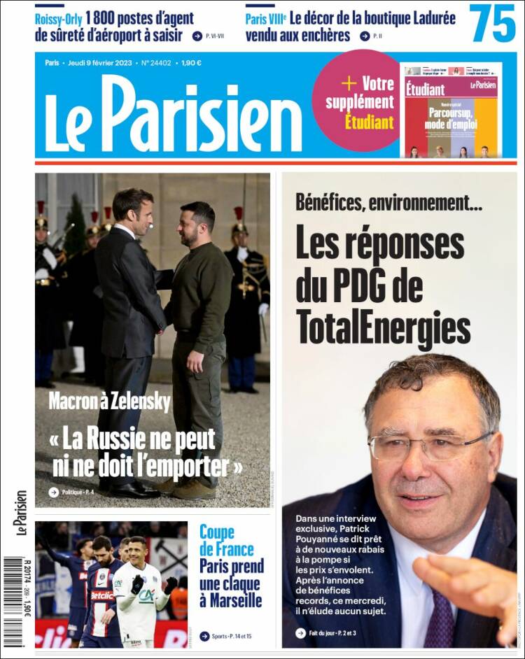 Portada de Le Parisien (France)