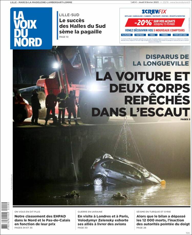 Portada de La Voix du Nord (France)