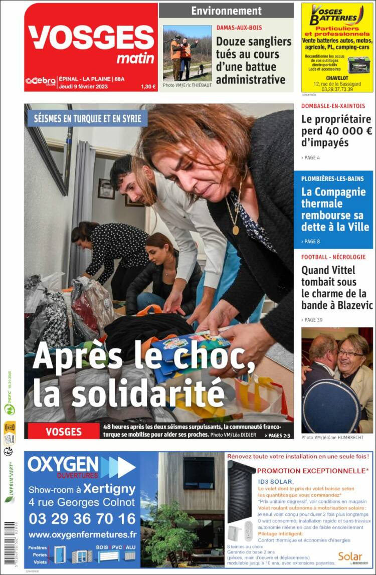 Portada de Vosges Matin (France)