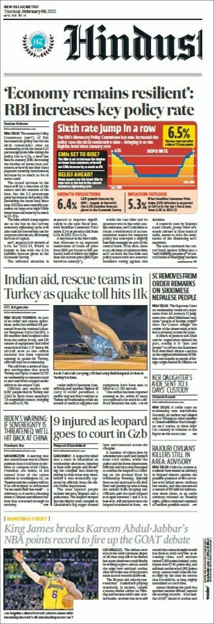 Portada de Hindustan Times (India)