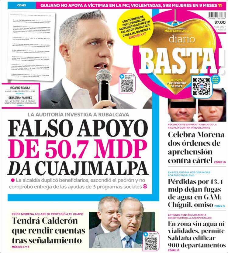 Portada de Diario Basta (México)