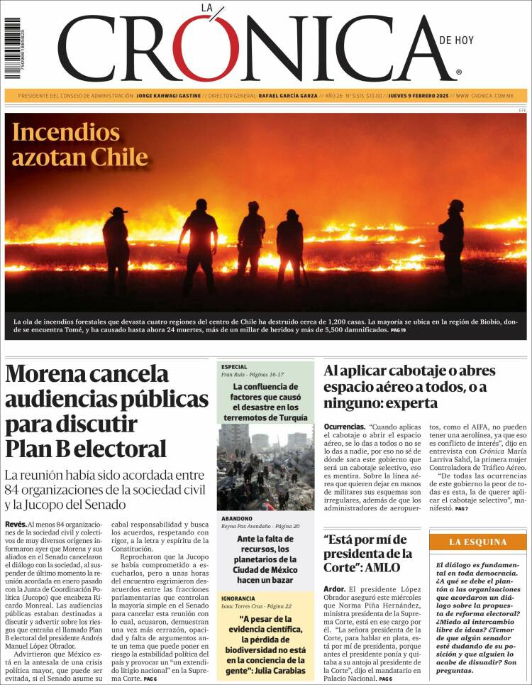 Portada de La Crónica de Hoy (México)