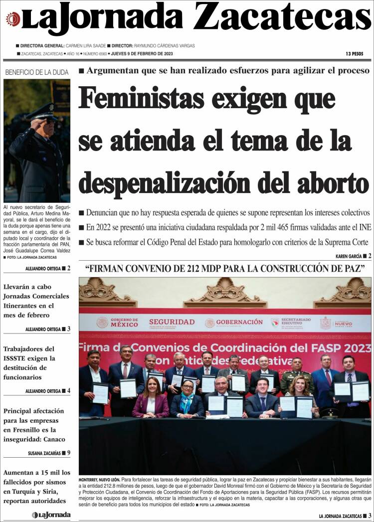 Portada de Jornada de Zacatecas (México)