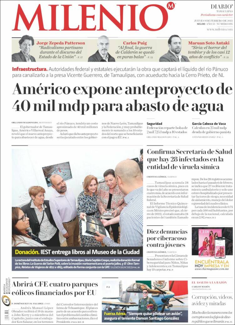 Portada de Milenio - Tamaulipas (M&eacute;xico)