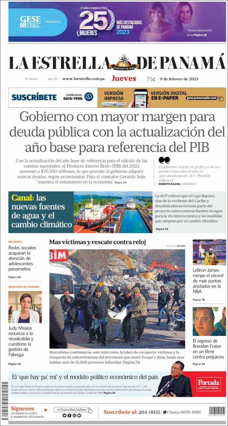 Portada de La Estrella de Panamá (Panam&aacute;)