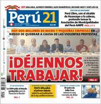 Portada de Perú 21 (Perú)