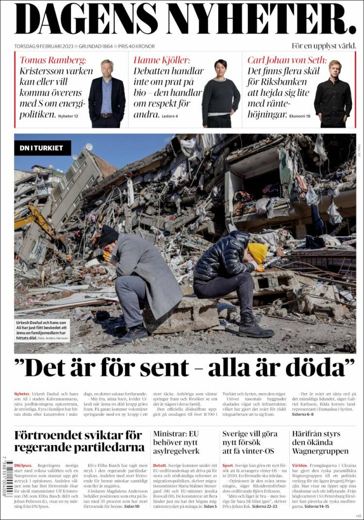 Portada de Dagens Nyheter (Suecia)