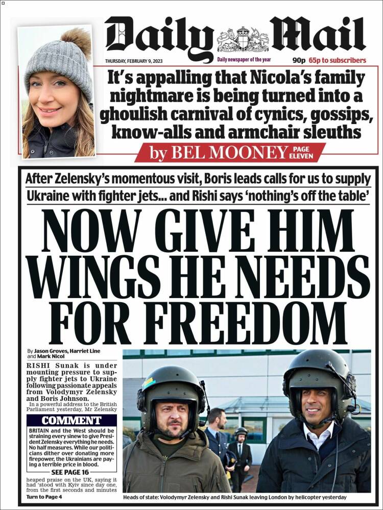 Journal Daily Mail (RoyaumeUni). Les Unes des journaux de RoyaumeUni