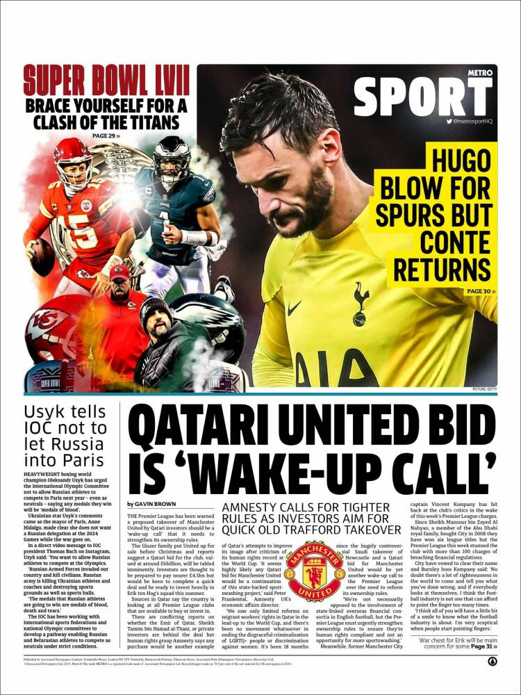 Portada de Metro Sport (Reino Unido)