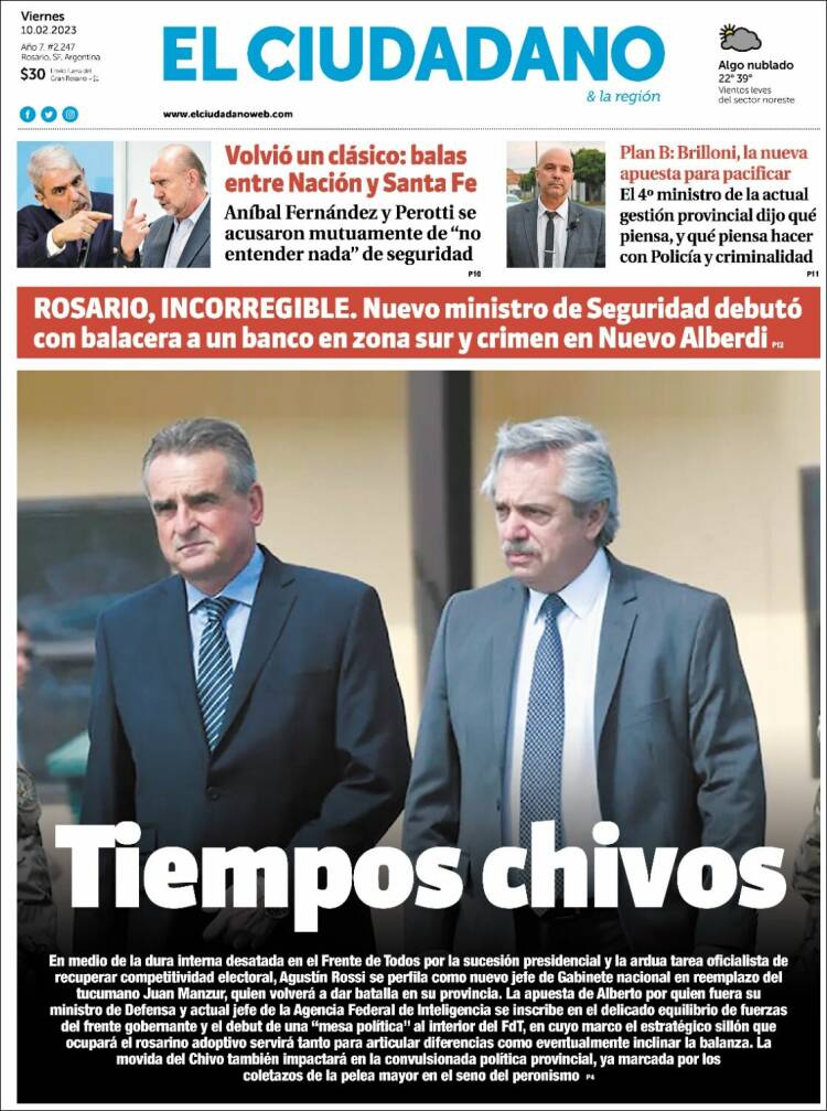 Portada de Diario El Ciudadano (Argentina)