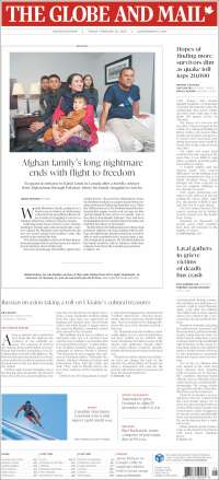 Portada de The Globe and Mail (Canada)