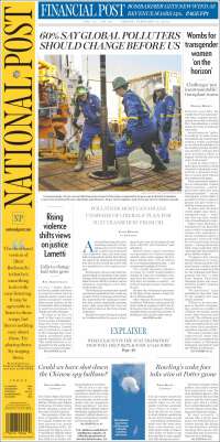 Portada de The National Post (Canada)