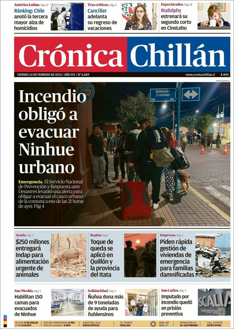 Portada de Crónica Chillán (Chile)