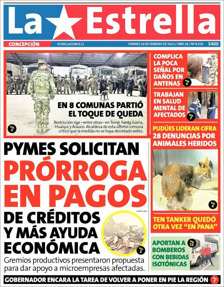 Portada de La Estrella de Concepción (Chile)