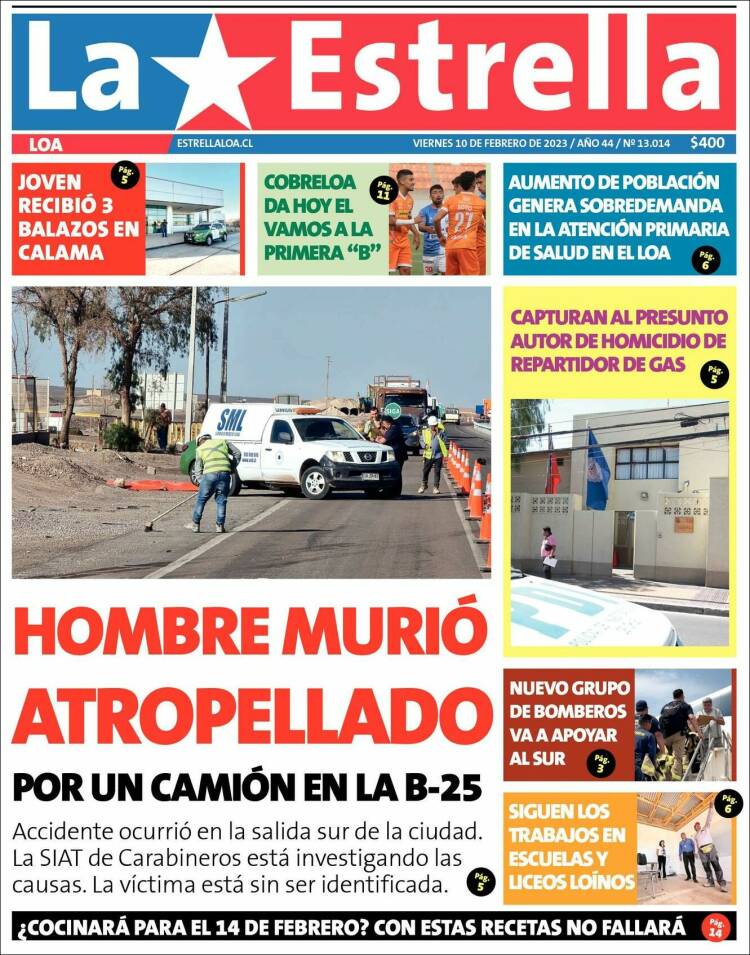 Portada de La Estrella de Loa (Chile)
