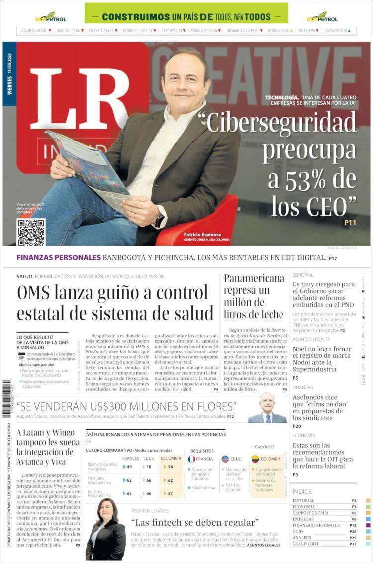 Portada de La Republica (Colombia)