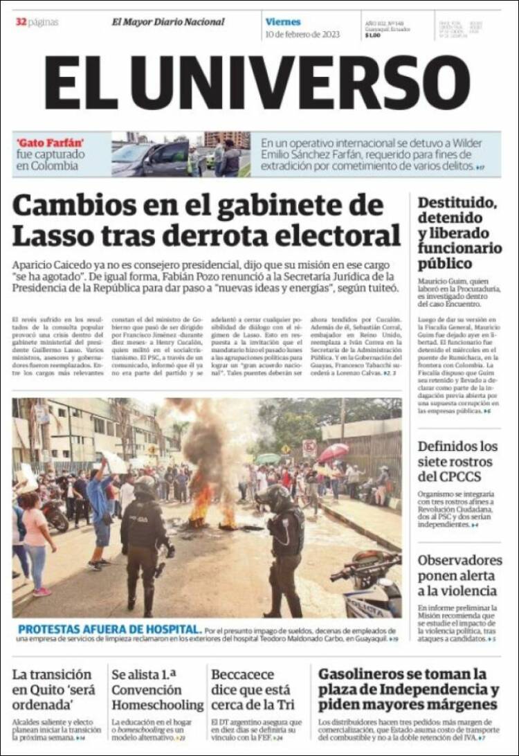 Periódico El Universo Ecuador Ecuador Periódicos De Ecuador Edición De Viernes 10 De 