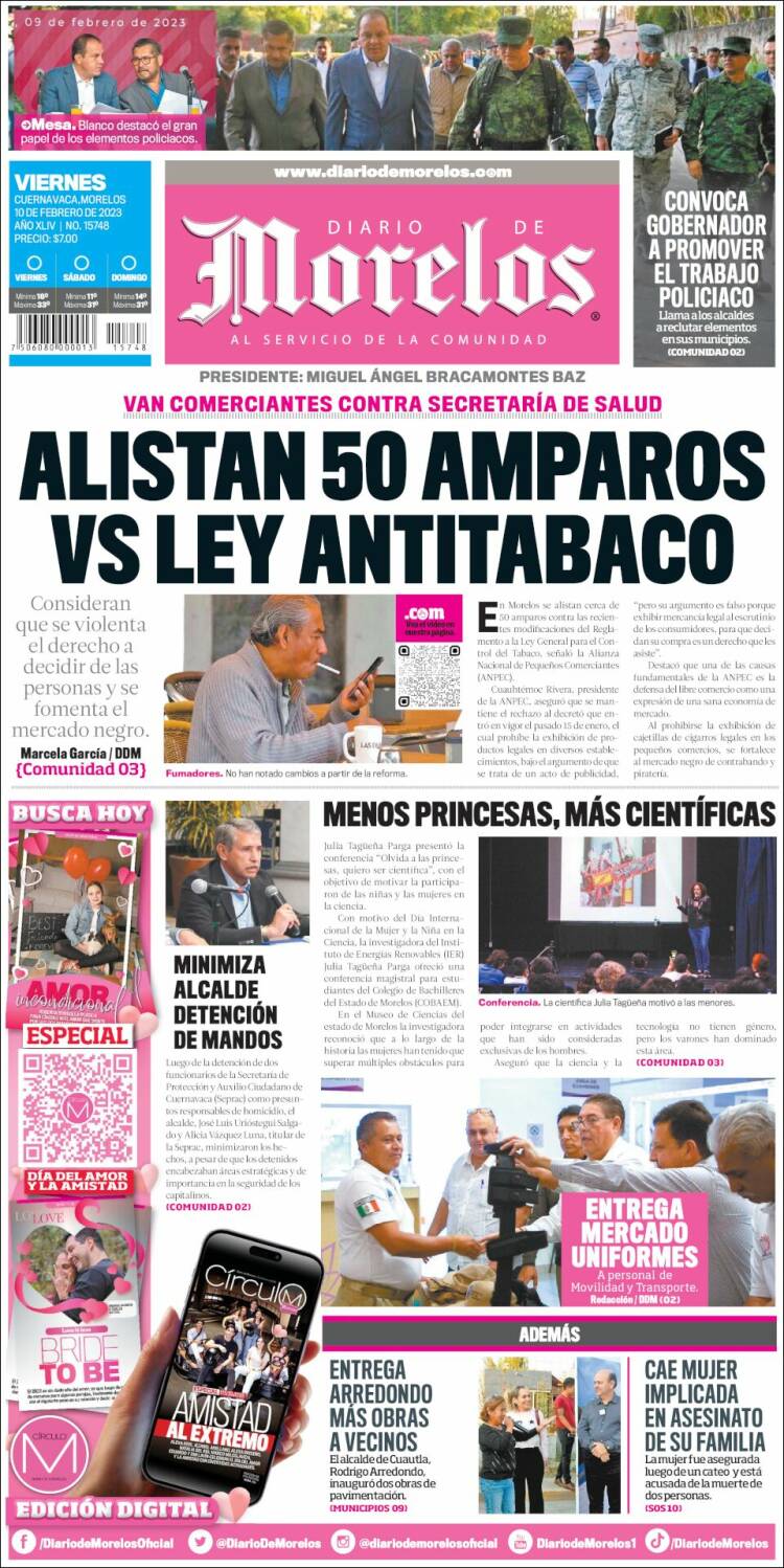 Portada de Diario de Morelos (México)