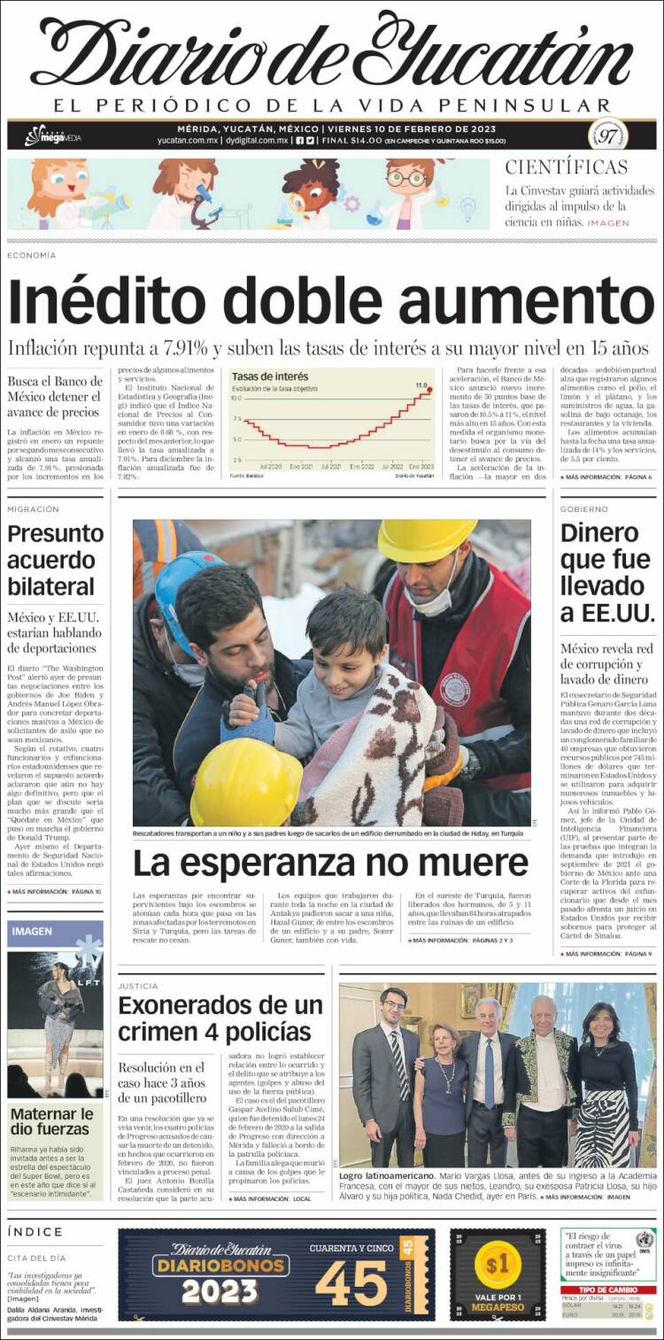 Portada de Diario de Yucatán (México)