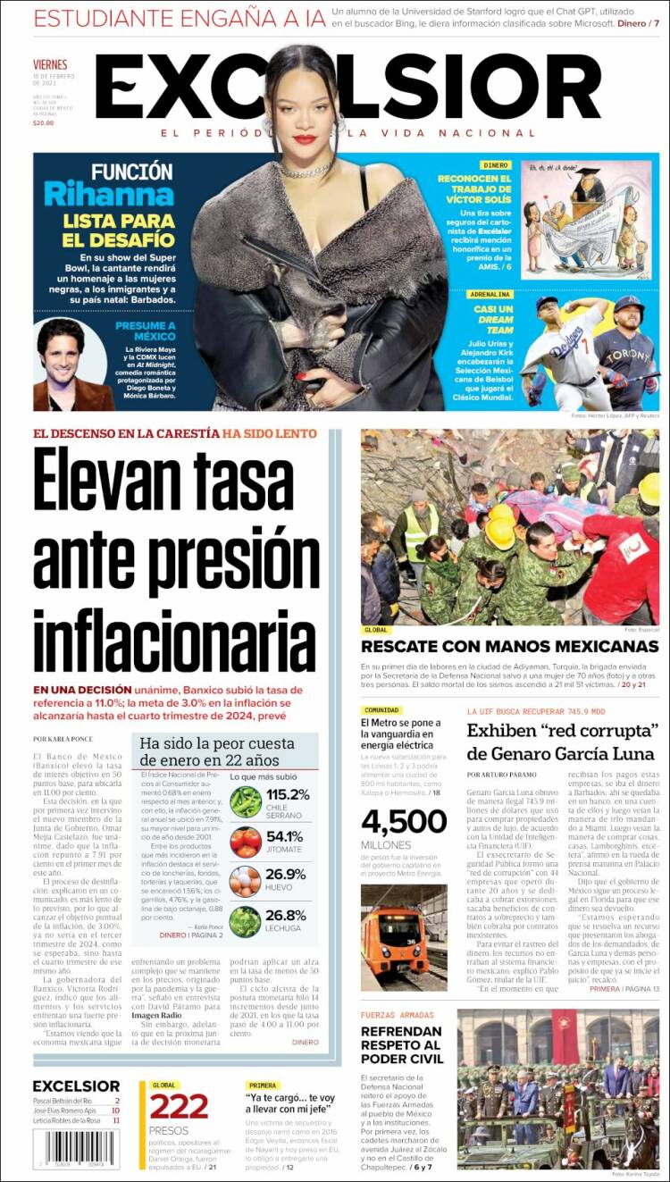 Portada de Excelsior (México)