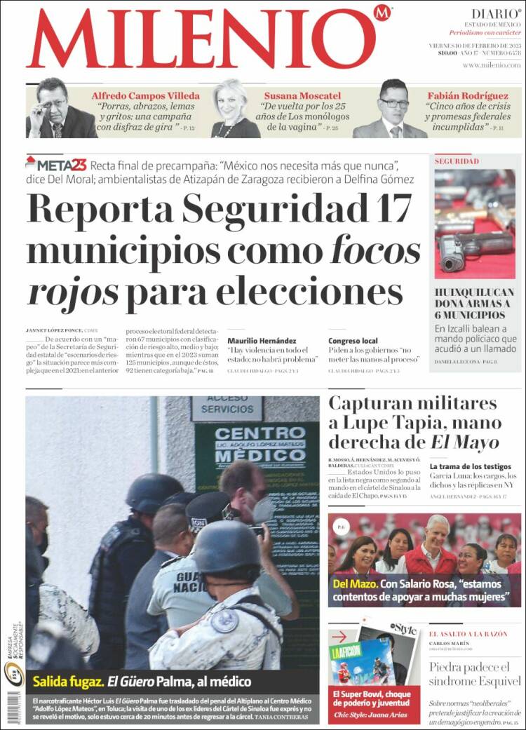 Portada de Milenio - Estado de México (México)