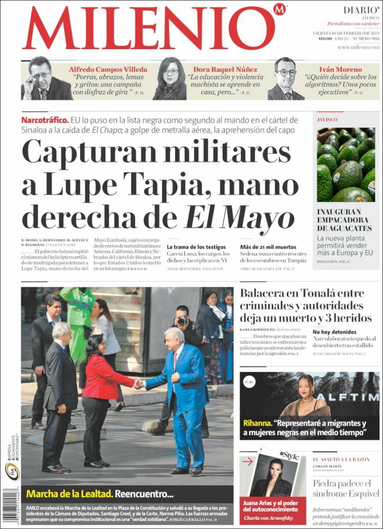 Portada de Milenio - Jalisco (México)