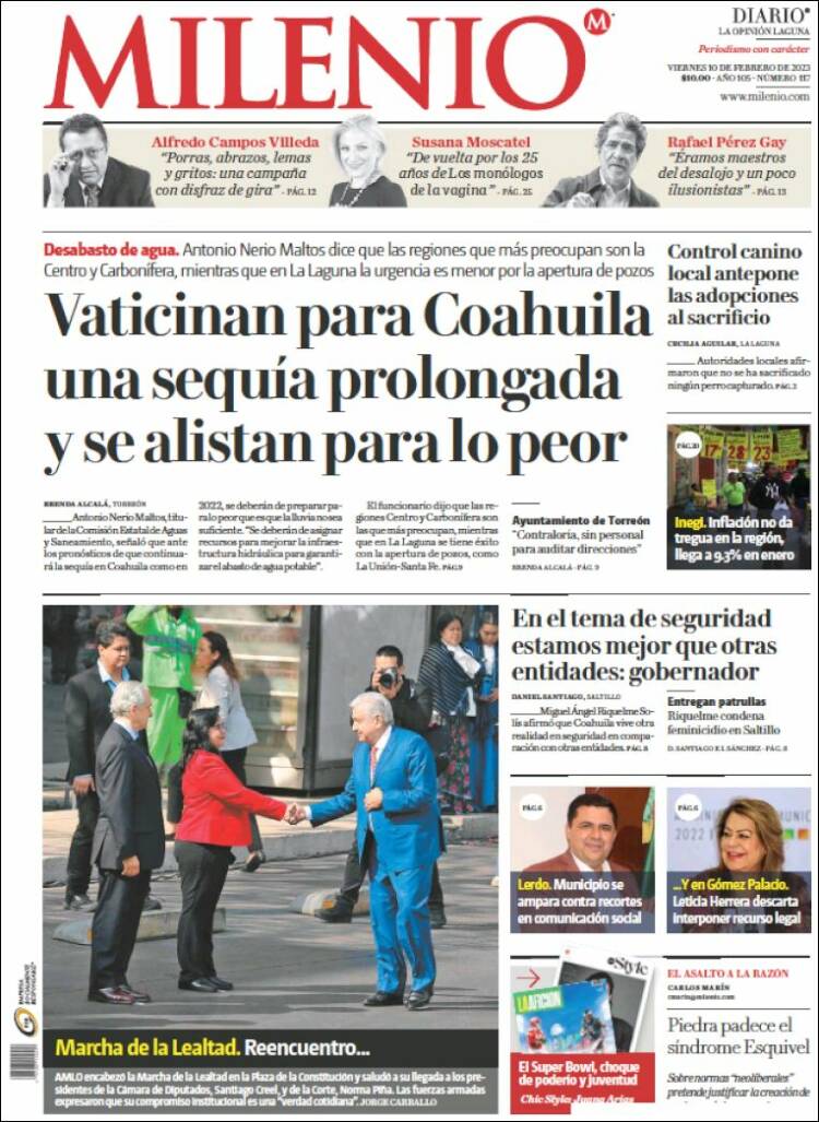 Portada de Milenio - Laguna (México)