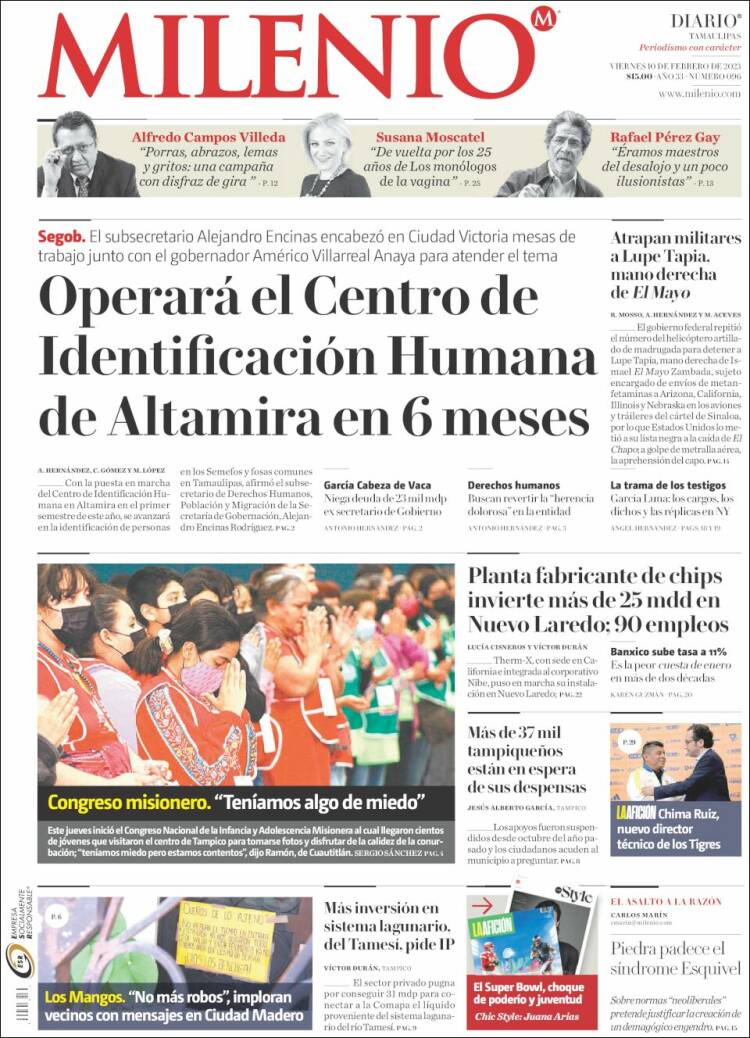 Portada de Milenio - Tamaulipas (México)