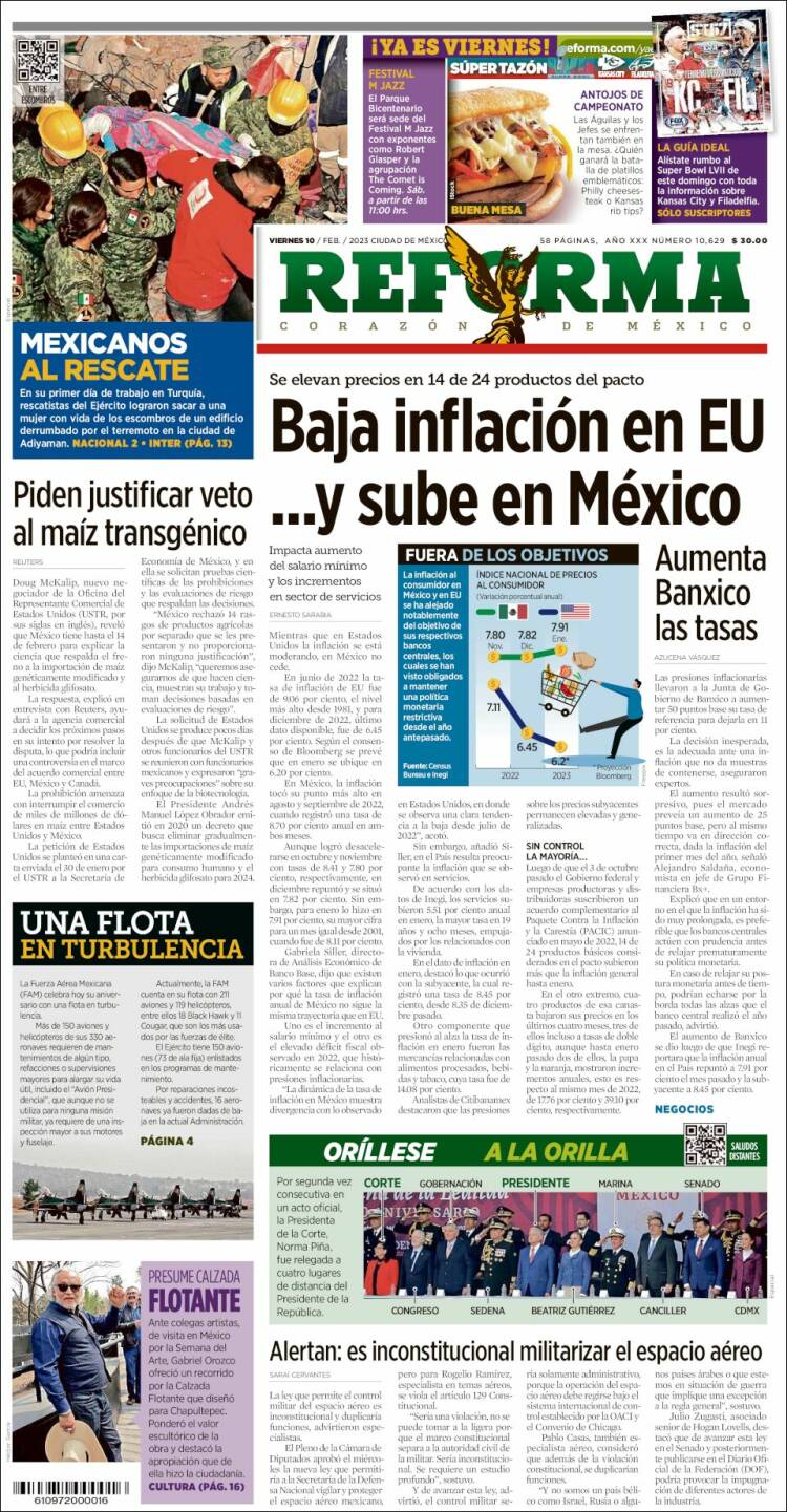 Portada de Reforma (México)