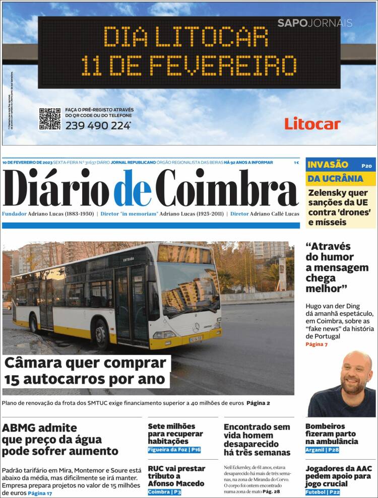 Portada de Diário de Coimbra (Portugal)