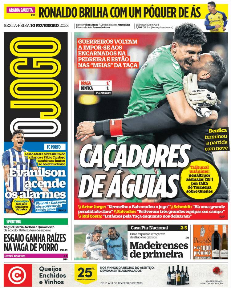 Portada de O Jogo (Portugal)