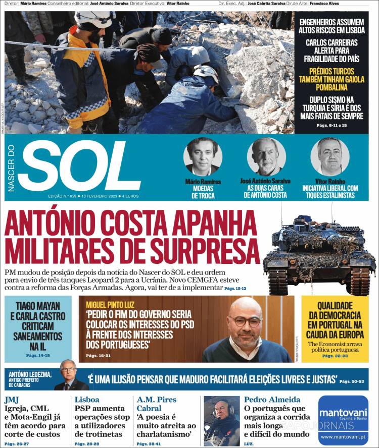 Portada de Jornal Sol (Portugal)