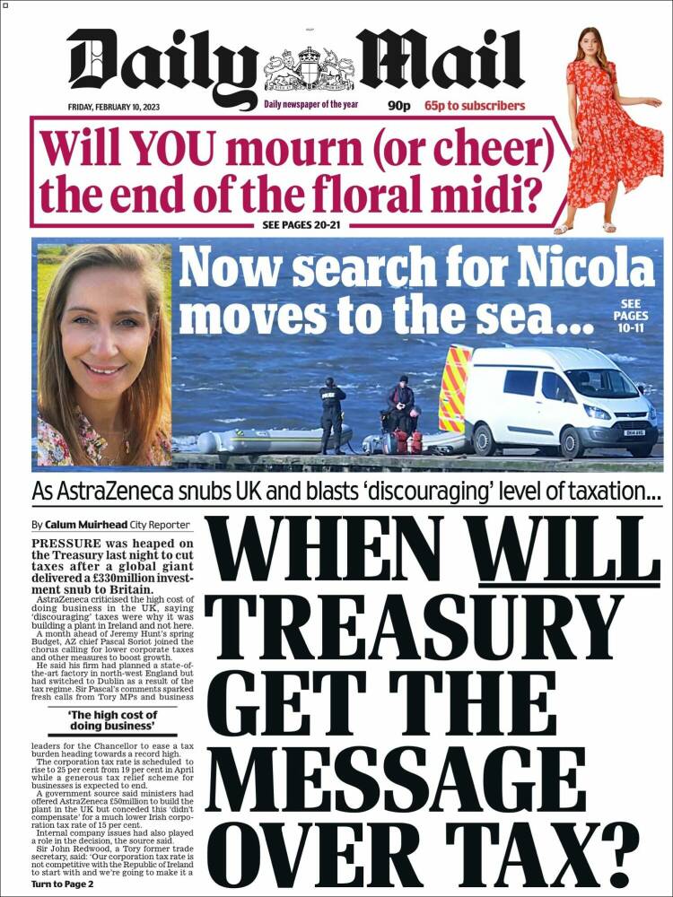 Journal Daily Mail (RoyaumeUni). Les Unes des journaux de RoyaumeUni