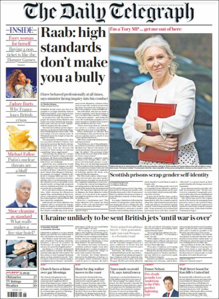 Portada de Daily Telegraph (Royaume-Uni)