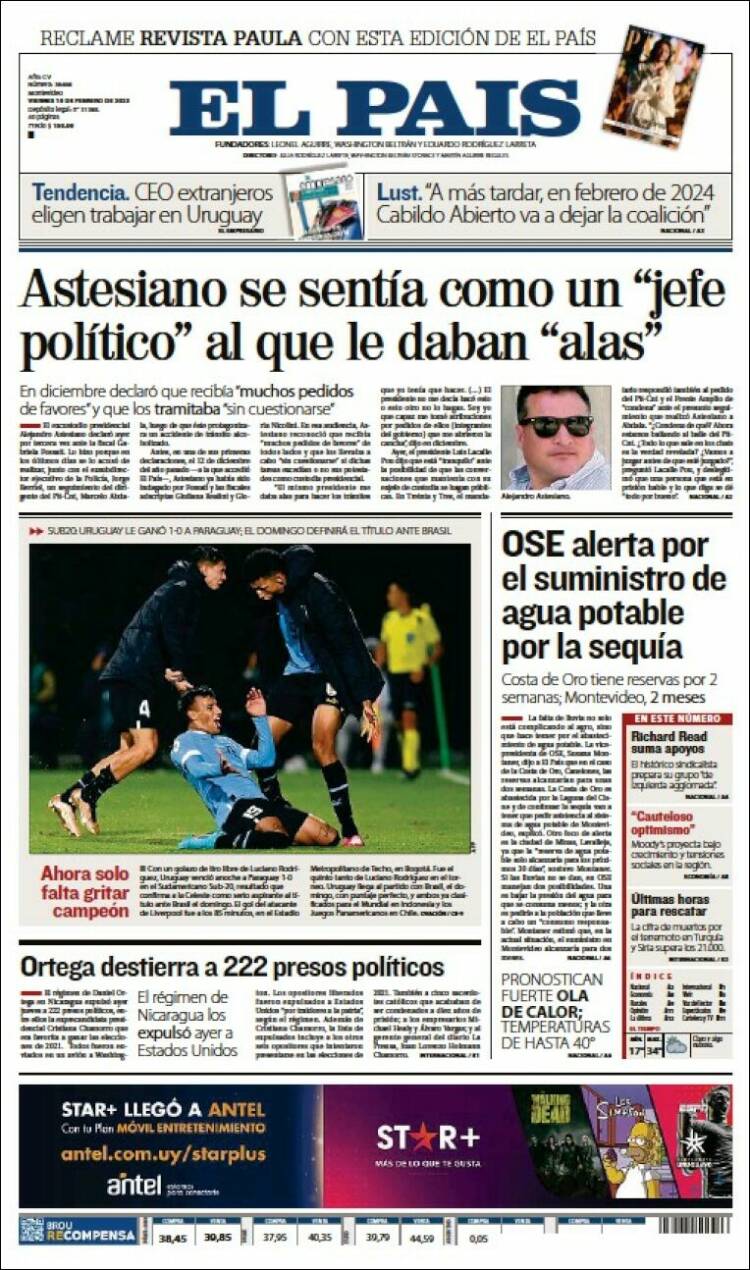 Portada de El País (Uruguay)