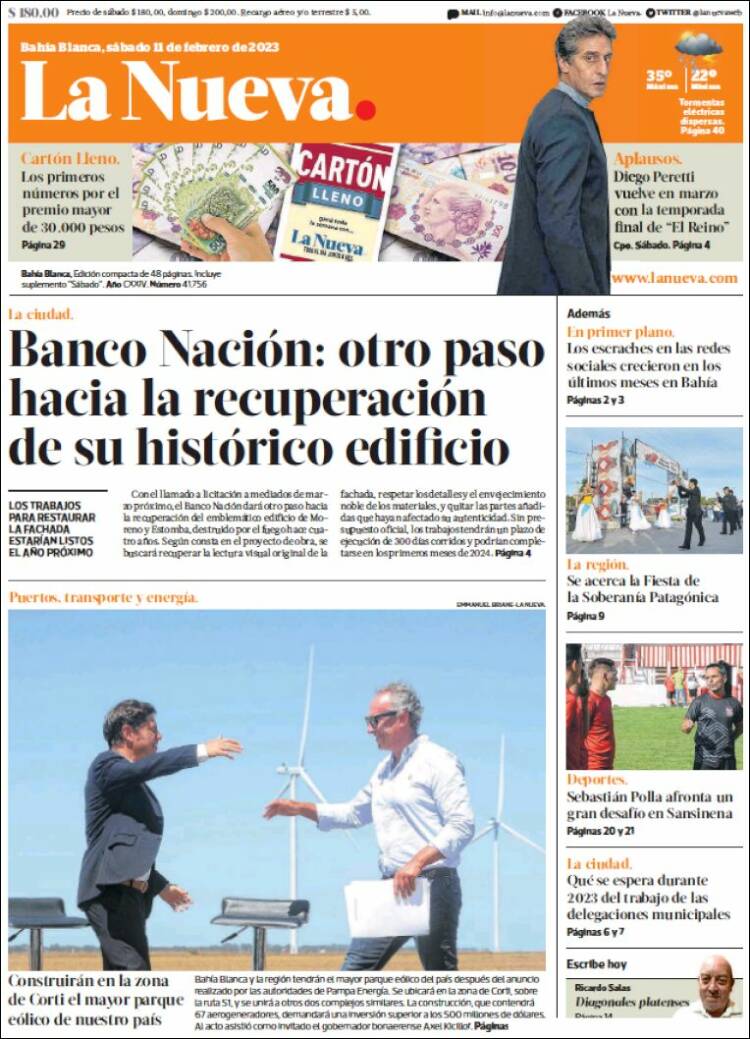 Portada de La Nueva Provincia (Argentina)