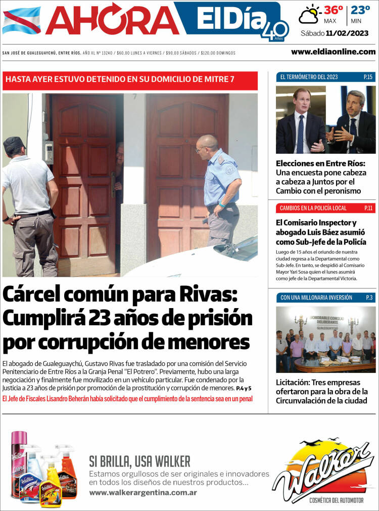 Portada de El Día de Gualeguaychú (Argentina)